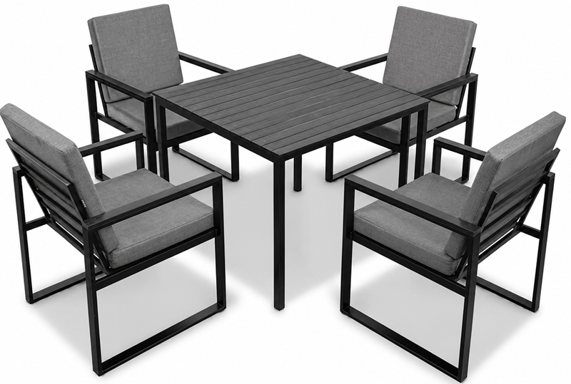 Obrazek Zestaw meble ogrodowych metalowych Loft Line Big Family 4 – stół z 4 krzesłami