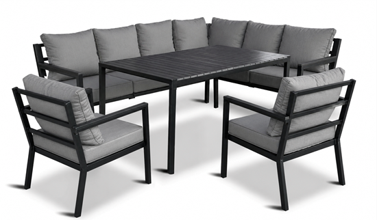 Obrazek Zestaw mebli ogrodowych metalowych Loft Line NAROŻNIK Prawy + 2 Fotele + Stół